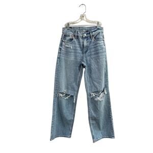 American Eagle Stovepipe Straight Jeans‎ Distressed High Rise 00 Short